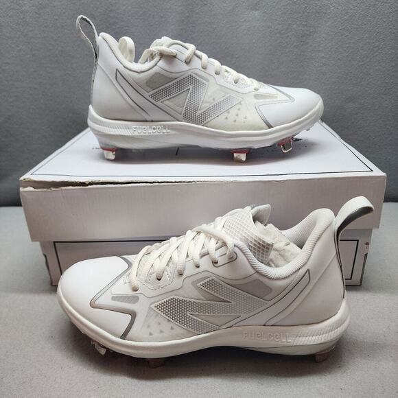 New Balance White Grey FuelCell Romero Duo‎ Comp Softball Cleats Size 6.5 - Picture 2 of 8